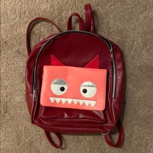 ASOS MONSTER RED LEATHER BACKPACK